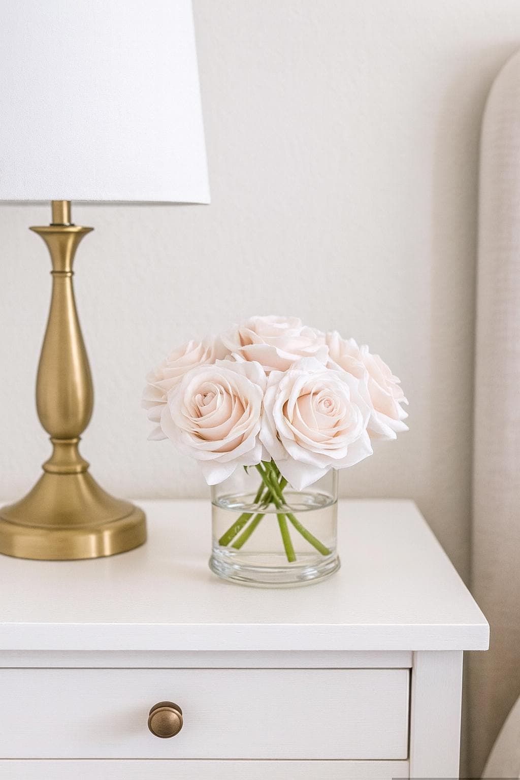 Real Touch Blush Rose Arrangement: Faux Floral Centerpiece