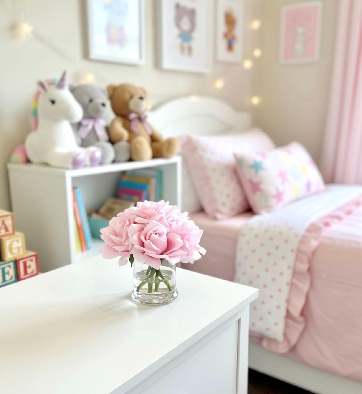 Real Touch Blush Rose Arrangement: Faux Floral Centerpiece