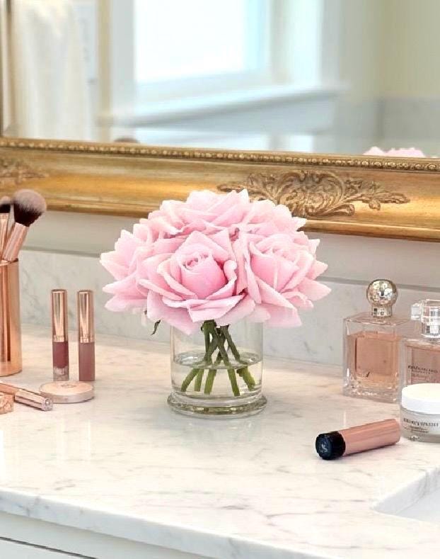 Real Touch Blush Rose Arrangement: Faux Floral Centerpiece