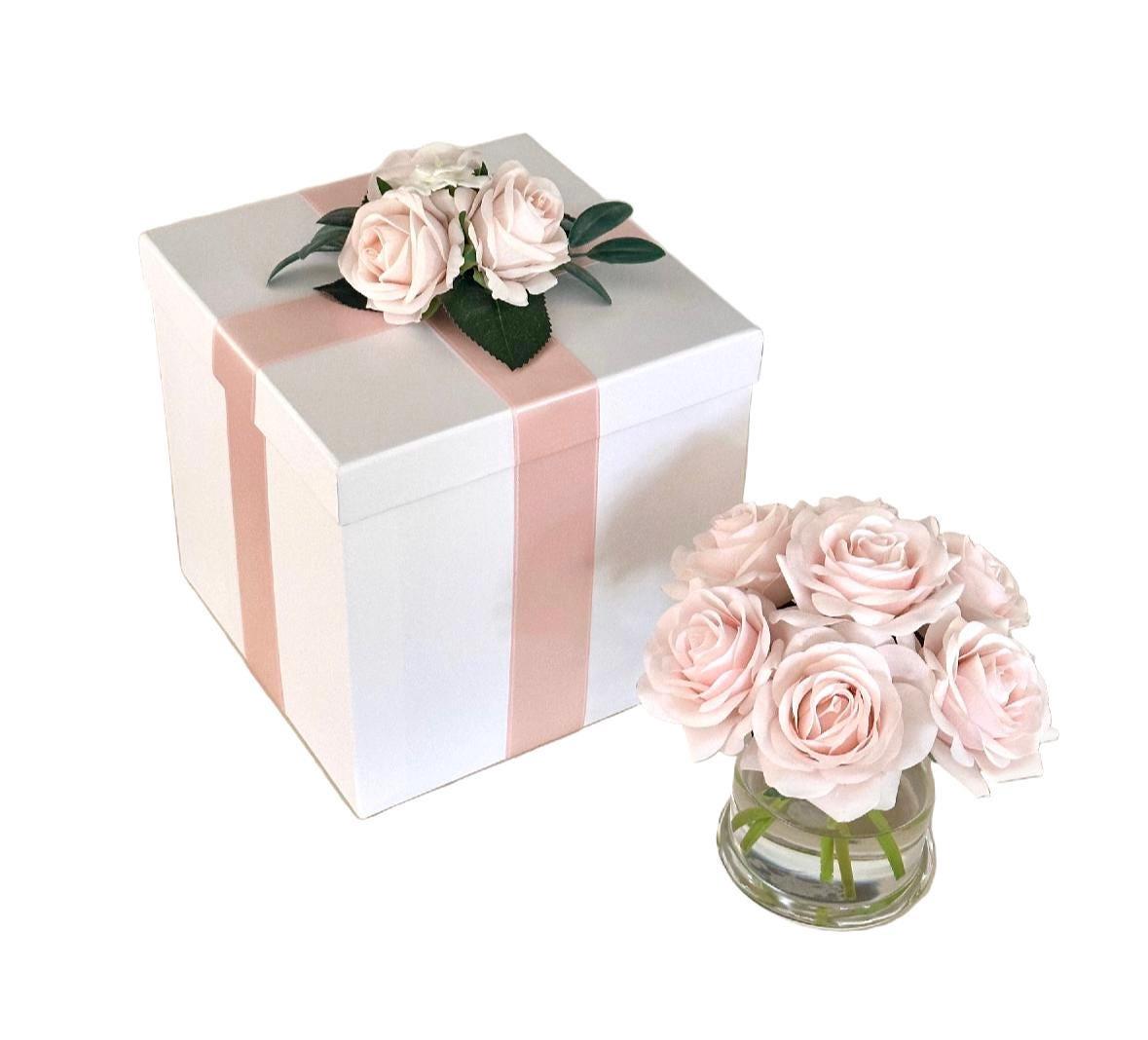 Real Touch Blush Rose Arrangement: Faux Floral Centerpiece