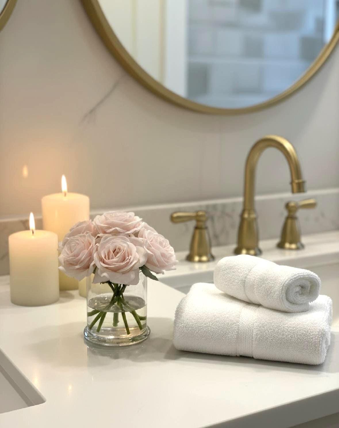 Real Touch Blush Rose Arrangement: Faux Floral Centerpiece