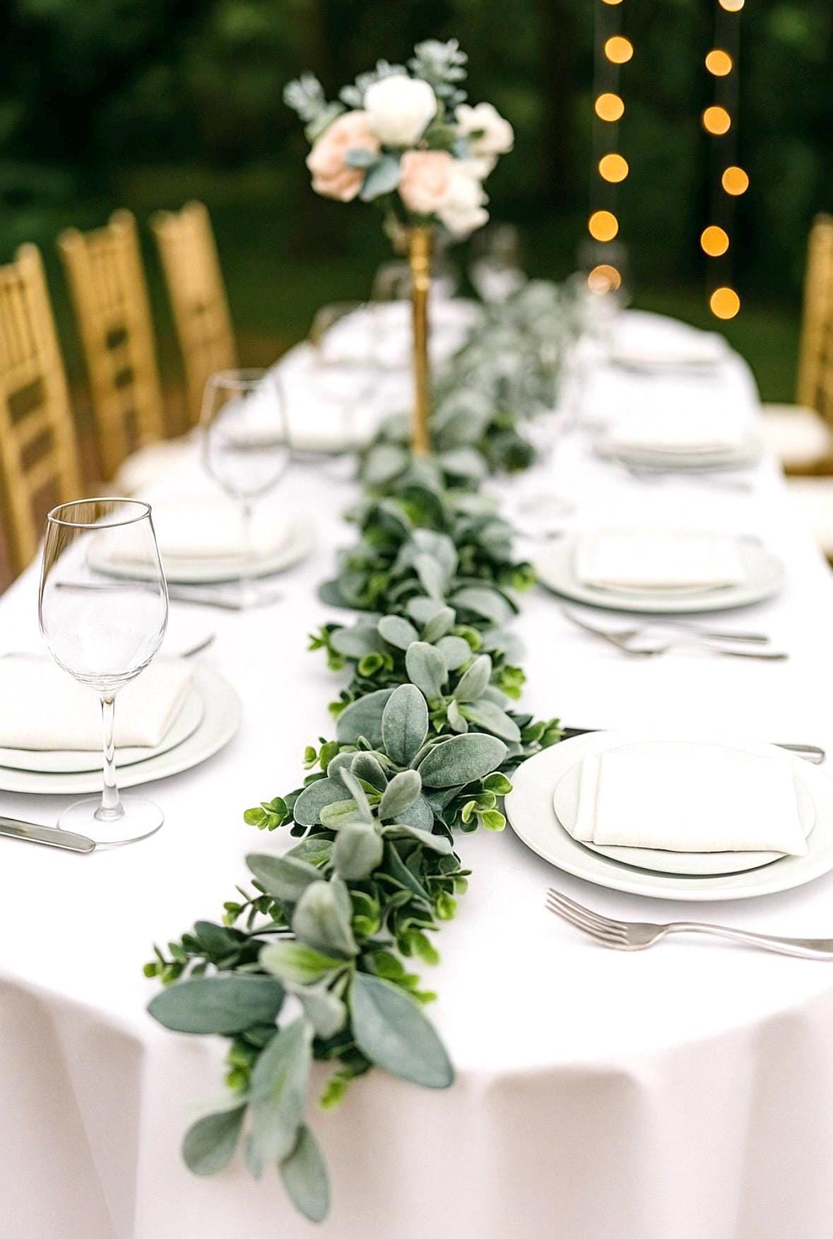 Artificial Eucalyptus Garland, Lambs Ear, Table Centerpiece