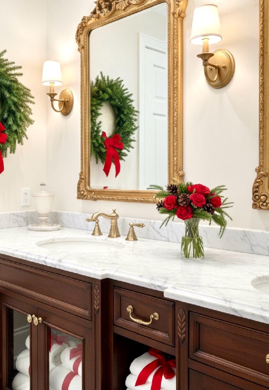 Real Touch Christmas Red Rose Centerpiece: Artificial Floral Arrangement