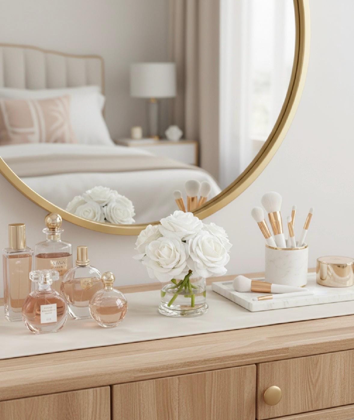 Ivory Rose Arrangement: Faux Floral Centerpiece, Luxury Gift Box