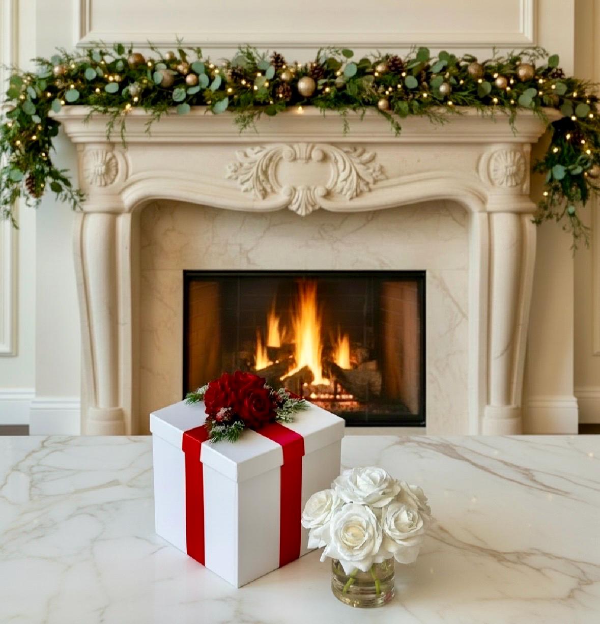 Ivory Rose Arrangement: Faux Floral Centerpiece, Luxury Gift Box