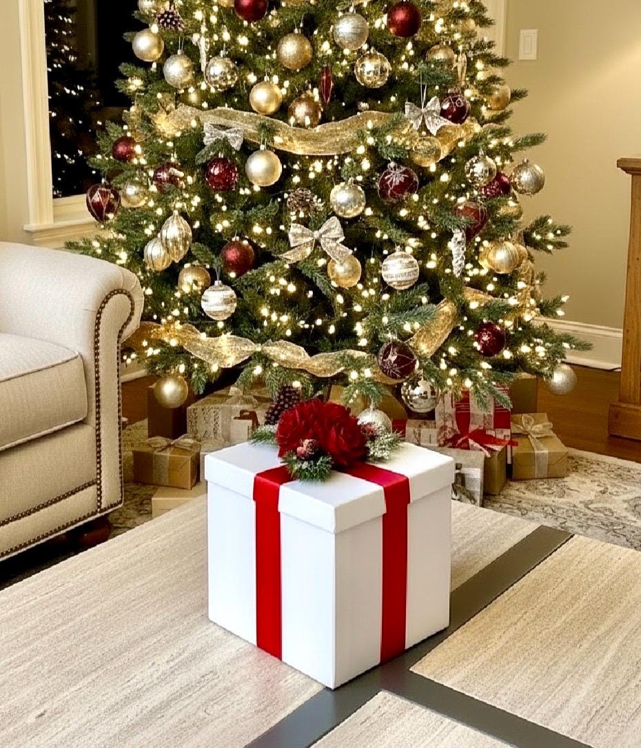 Ivory Rose Arrangement: Faux Floral Centerpiece, Luxury Gift Box