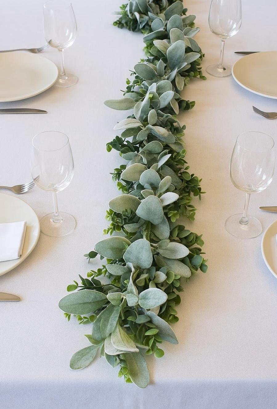 Artificial Eucalyptus Garland, Lambs Ear, Table Centerpiece