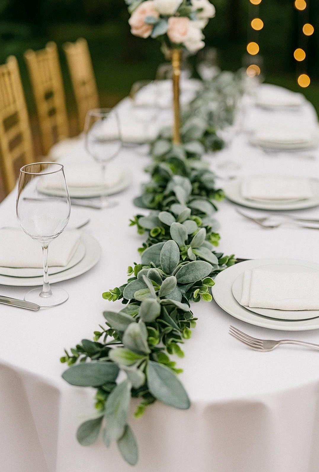 Artificial Eucalyptus Garland, Lambs Ear, Table Centerpiece