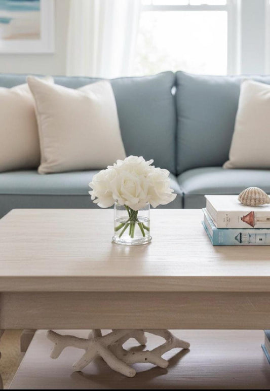 Real Touch Ivory Rose Arrangement: Faux Floral Centerpiece