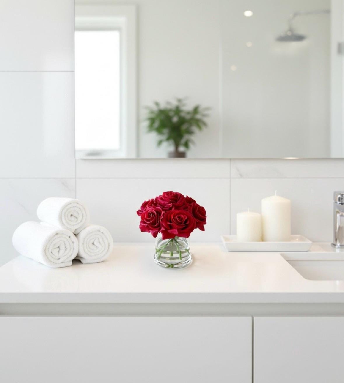 Real Touch Red Rose Centerpiece: Artificial Floral Arrangement