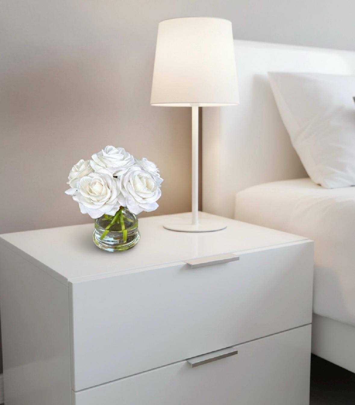 Ivory Rose Arrangement: Faux Floral Centerpiece, Luxury Gift Box