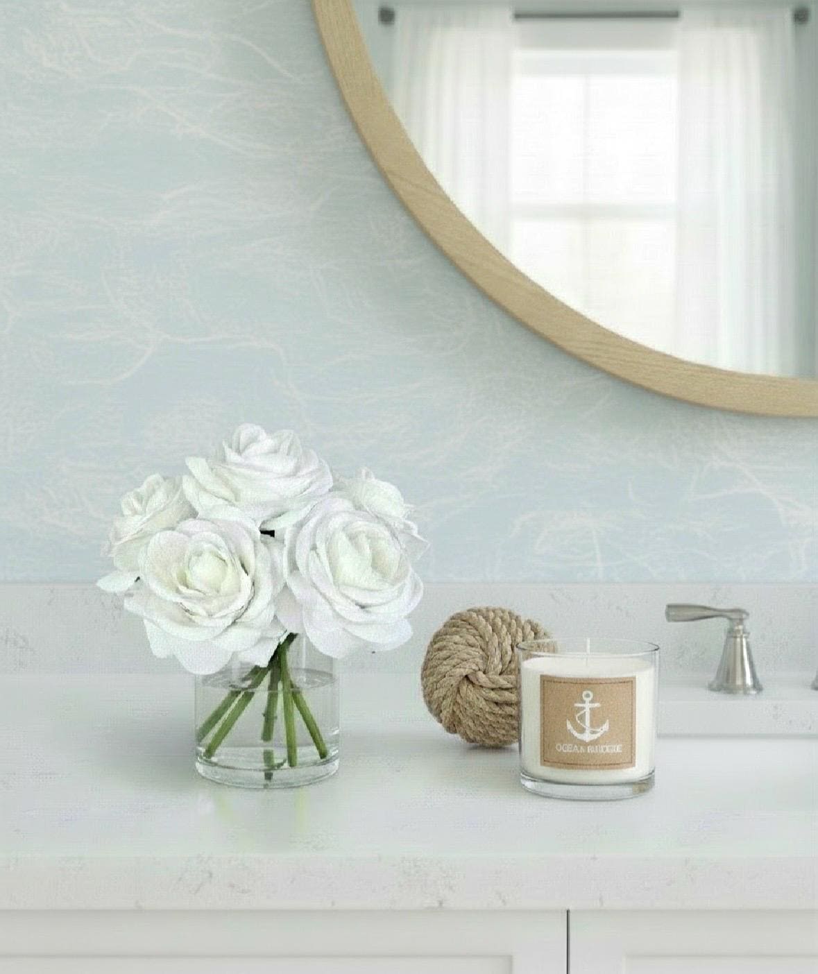 Ivory Rose Arrangement: Faux Floral Centerpiece, Luxury Gift Box