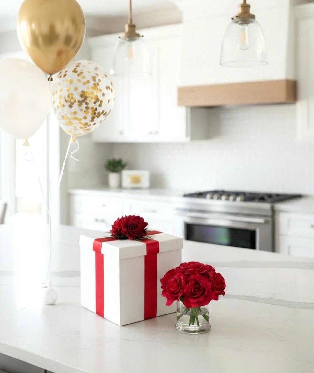 Real Touch Red Rose Arrangement: 6" Floral Gift Box