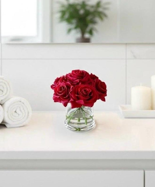 Real Touch Red Rose Centerpiece: Artificial Floral Arrangement