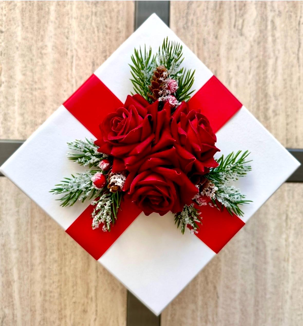 Ivory Rose Arrangement: Faux Floral Centerpiece, Luxury Gift Box