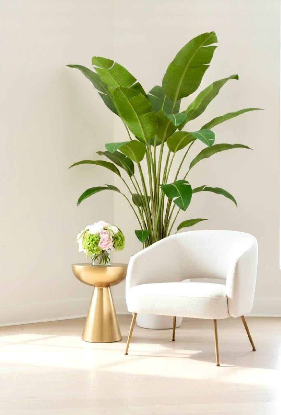 Real Touch Pink, Green, and White Palm Beach Inspired Floral Arrangement: Pink Green Centerpiece
