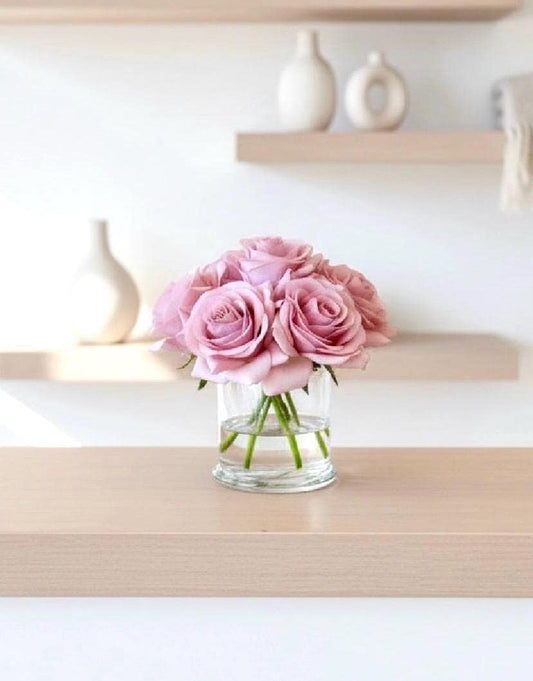 Real Touch Mauve Pink Rose Arrangement: Faux Floral Centerpiece