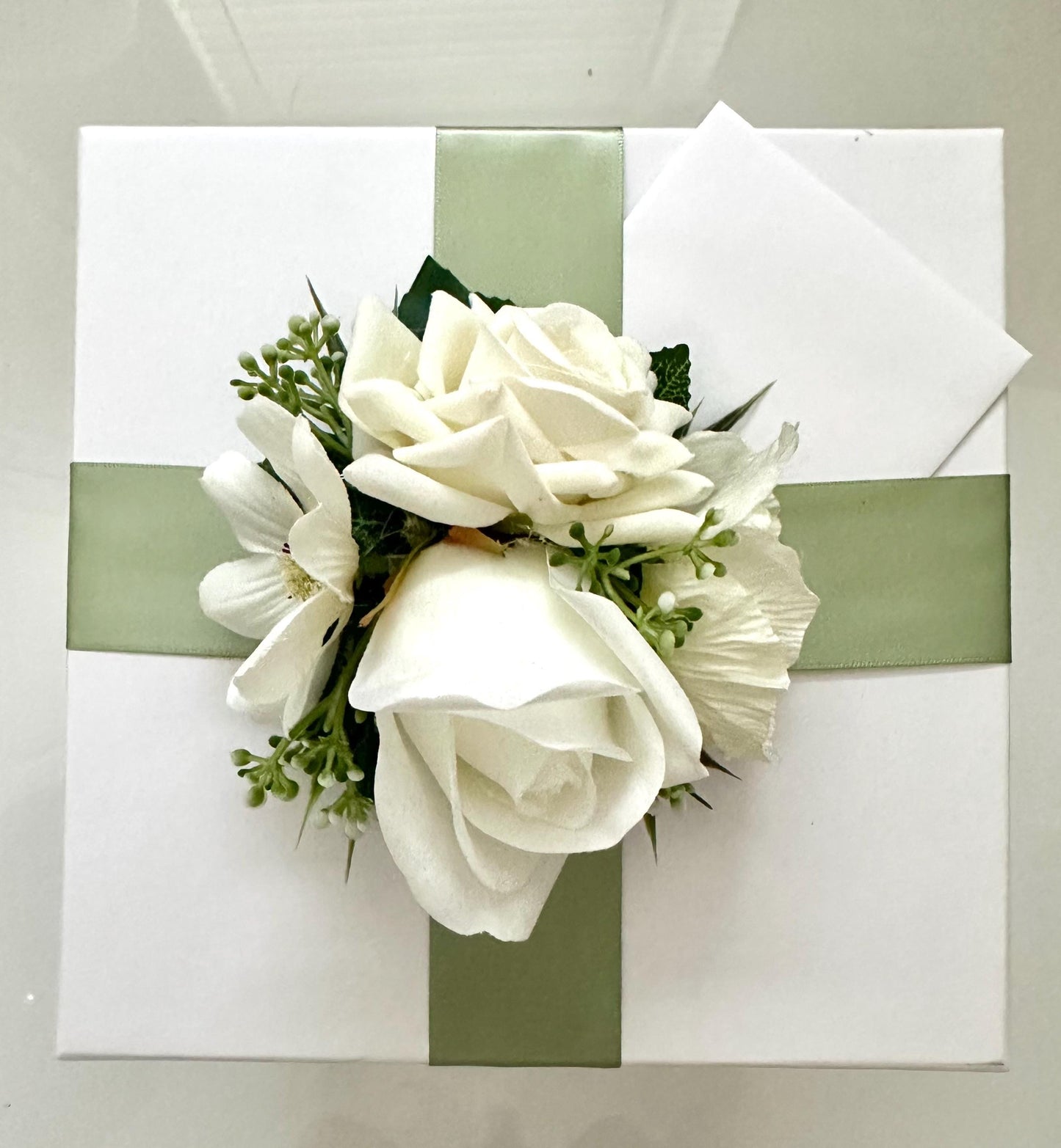 Real Touch Ivory Rose Arrangement: Faux Floral Centerpiece