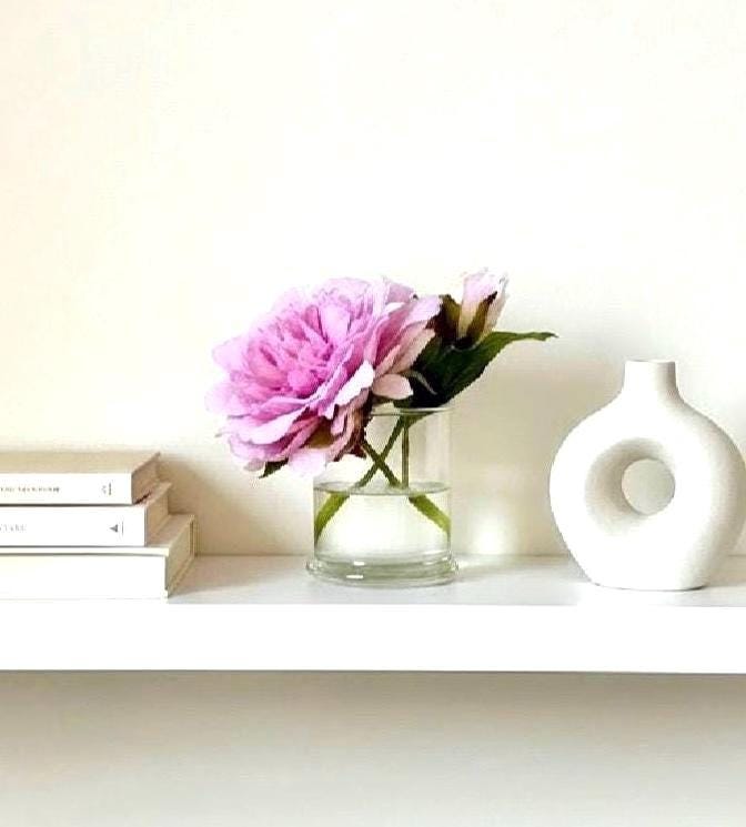 Real Touch Pink Peony Arrangement: Faux Floral Centerpiece