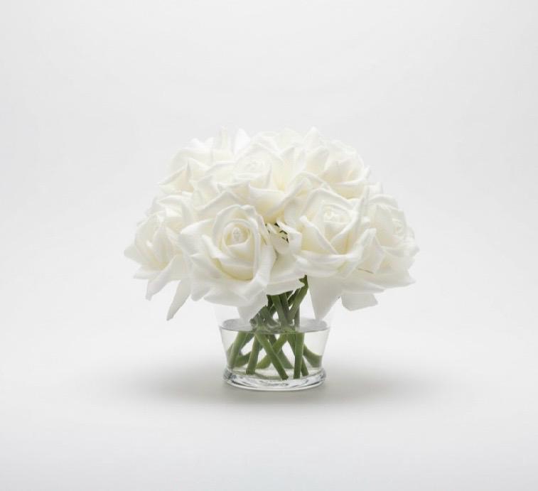 Real Touch Ivory Rose Arrangement: Faux Floral Centerpiece