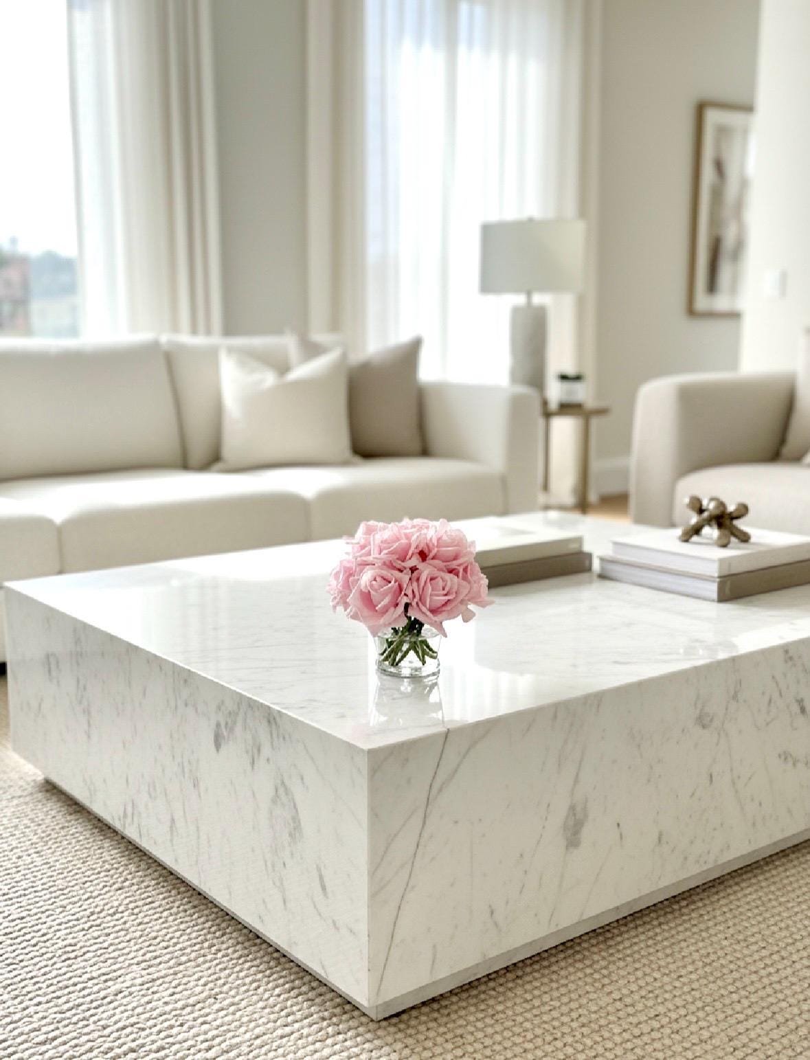 Real Touch Ivory Rose Arrangement: Faux Floral Centerpiece