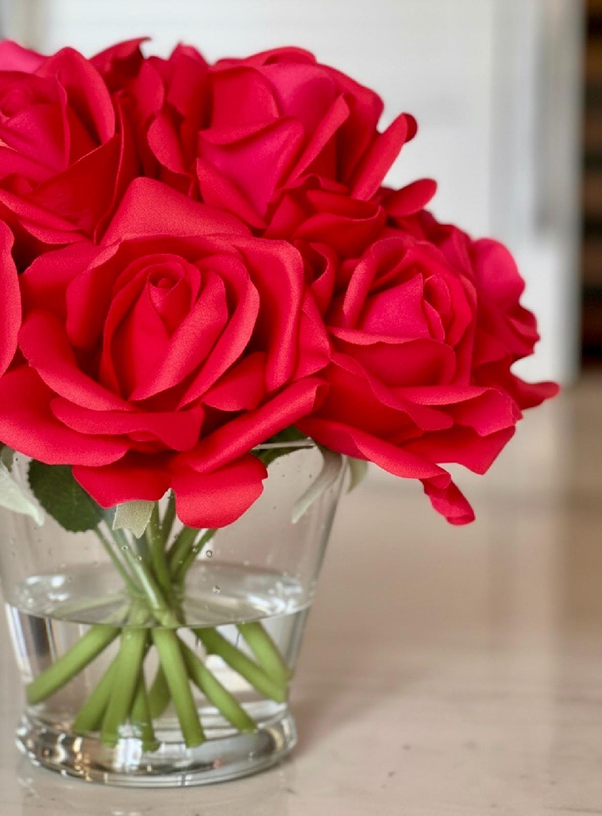 Real Touch Ivory Rose Arrangement: Faux Floral Centerpiece