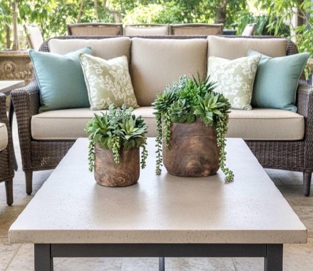 Faux Succulent Arrangement in Wood Planter