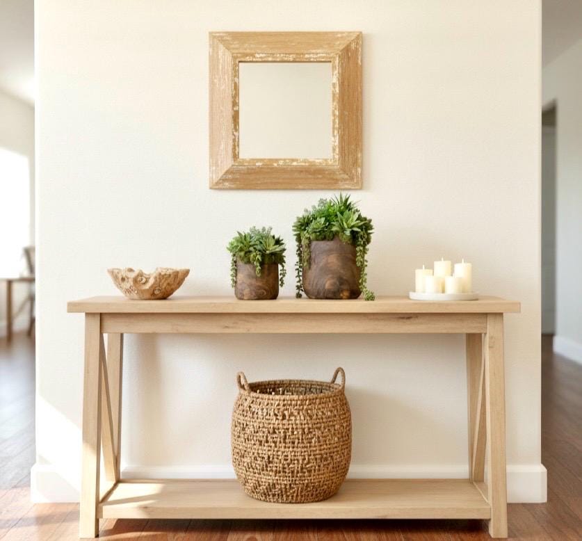 Faux Succulent Arrangement in Wood Planter