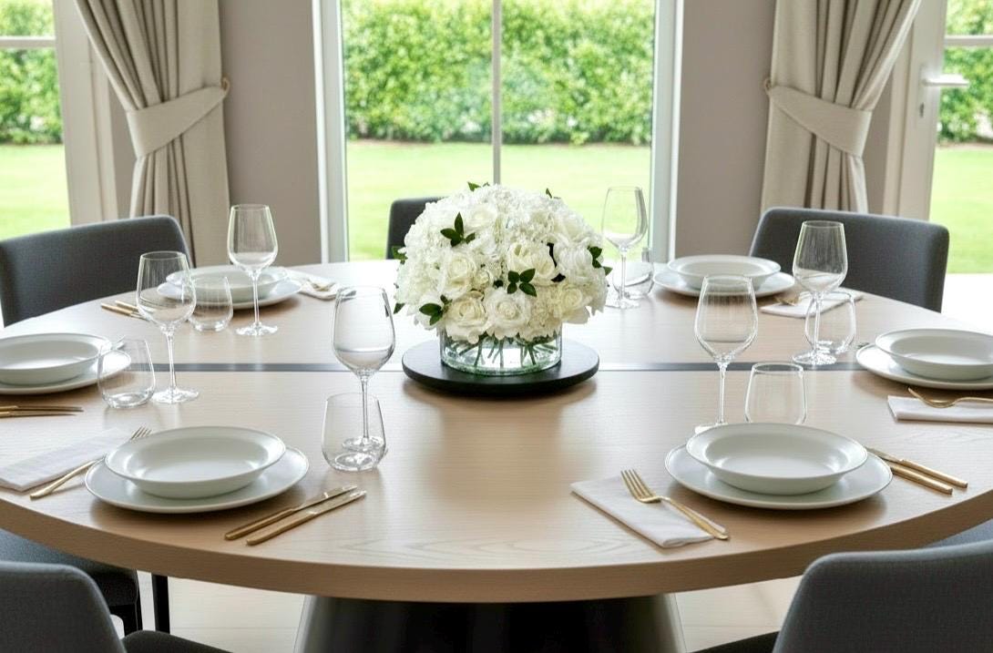 Real Touch White Hydrangea Centerpiece: Ivory Rose Faux Floral Arrangement