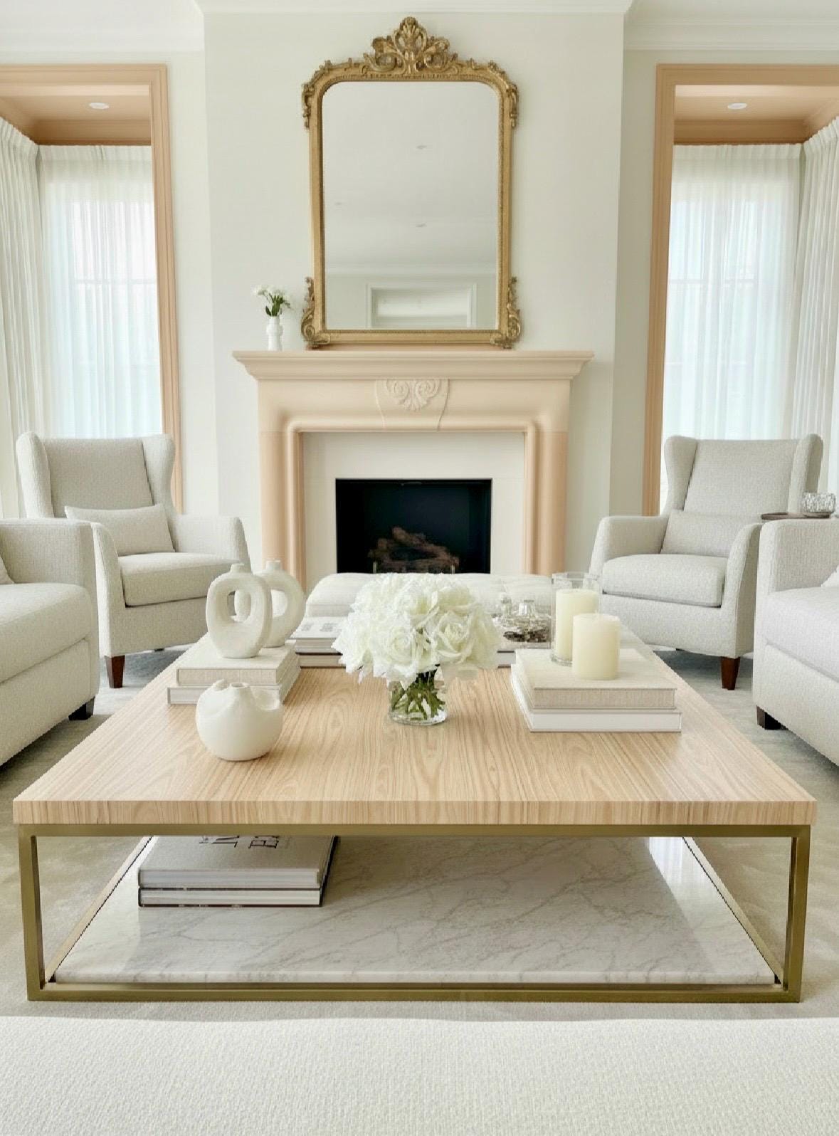 Real Touch Ivory Rose Arrangement: Faux Floral Centerpiece