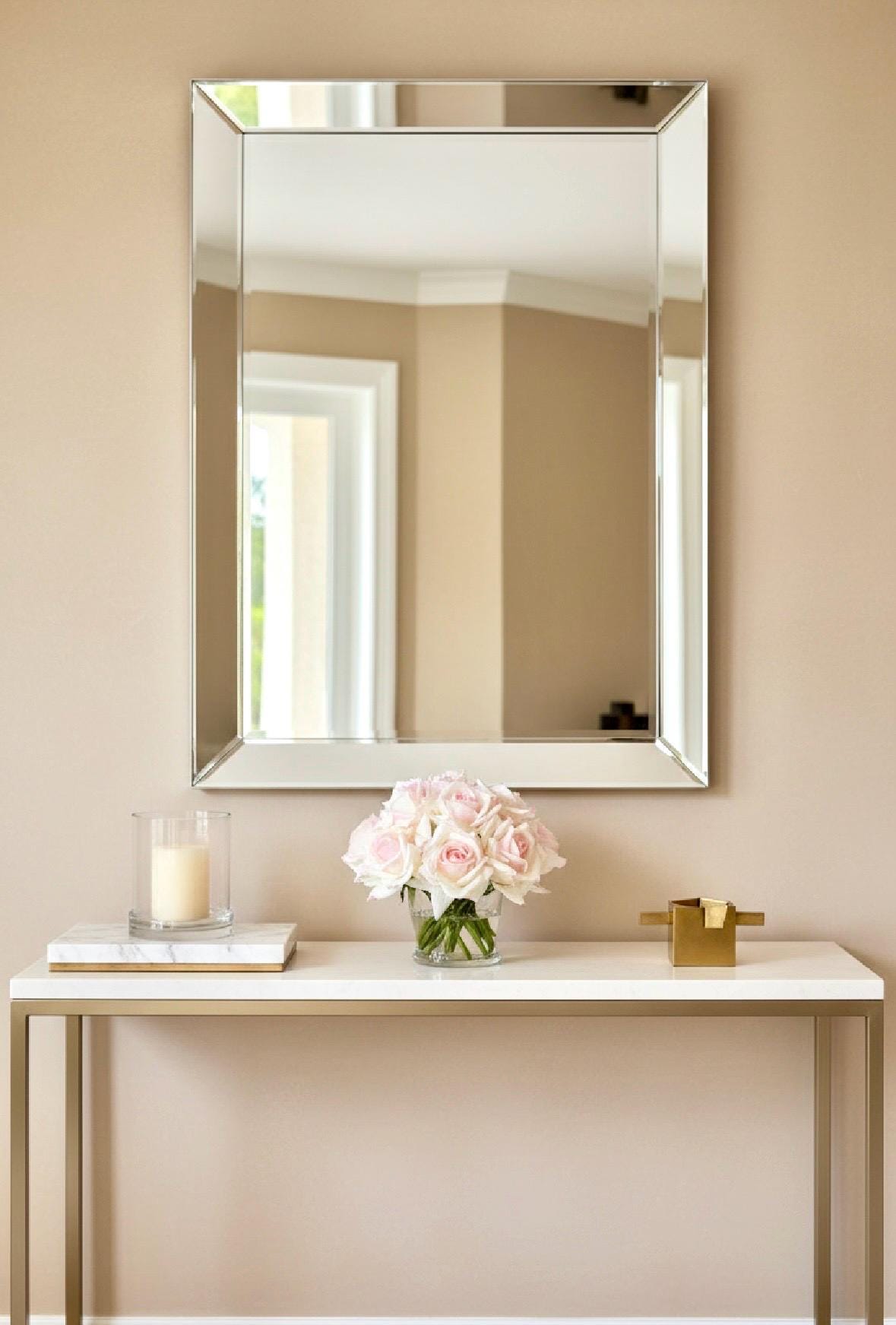 Real Touch Ivory Rose Arrangement: Faux Floral Centerpiece