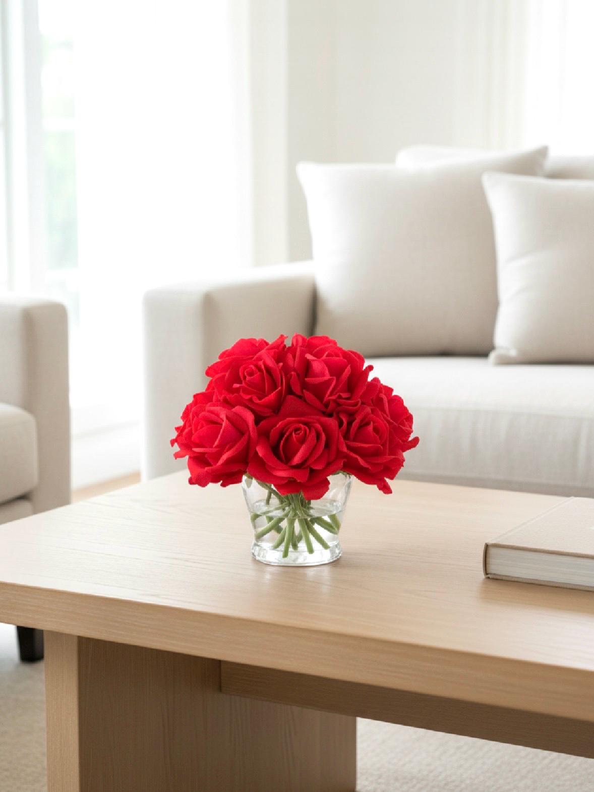 Real Touch Ivory Rose Arrangement: Faux Floral Centerpiece