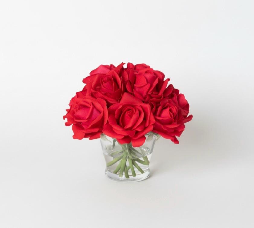 Real Touch Ivory Rose Arrangement: Faux Floral Centerpiece