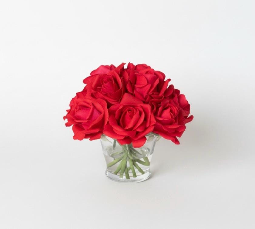 Real Touch Ivory Rose Arrangement: Faux Floral Centerpiece