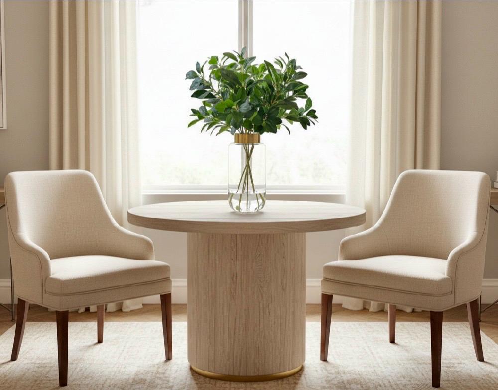 Luxury Tall Gold and Glass Vase, Faux Greenery Centerpiece