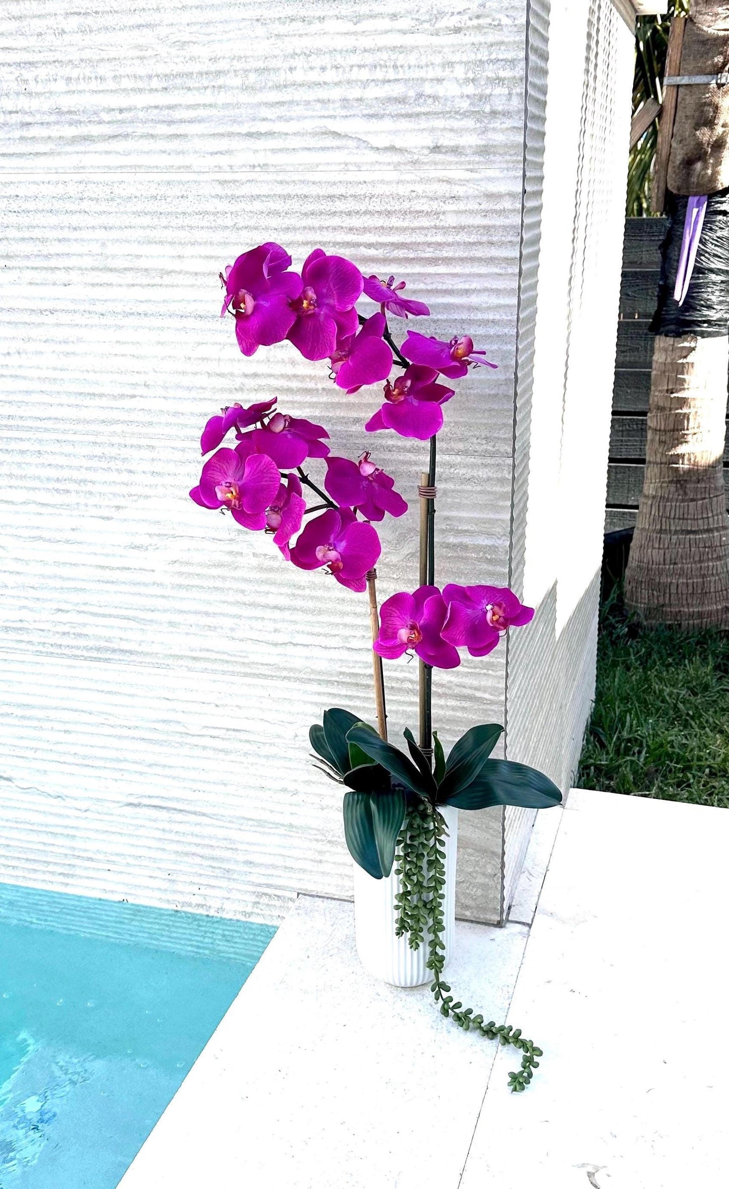 Real Touch Fuchsia Orchid Arrangement: Tall Faux Centerpiece