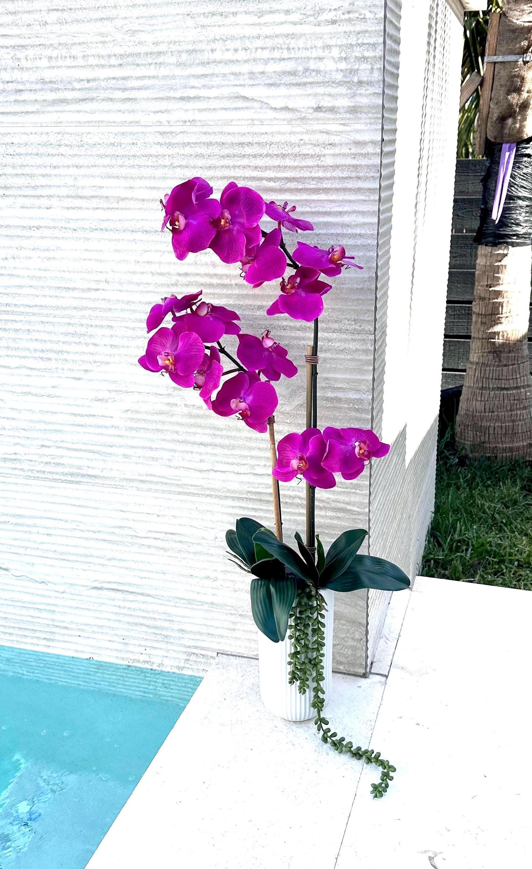 Real Touch Fuchsia Orchid Arrangement: Tall Faux Centerpiece