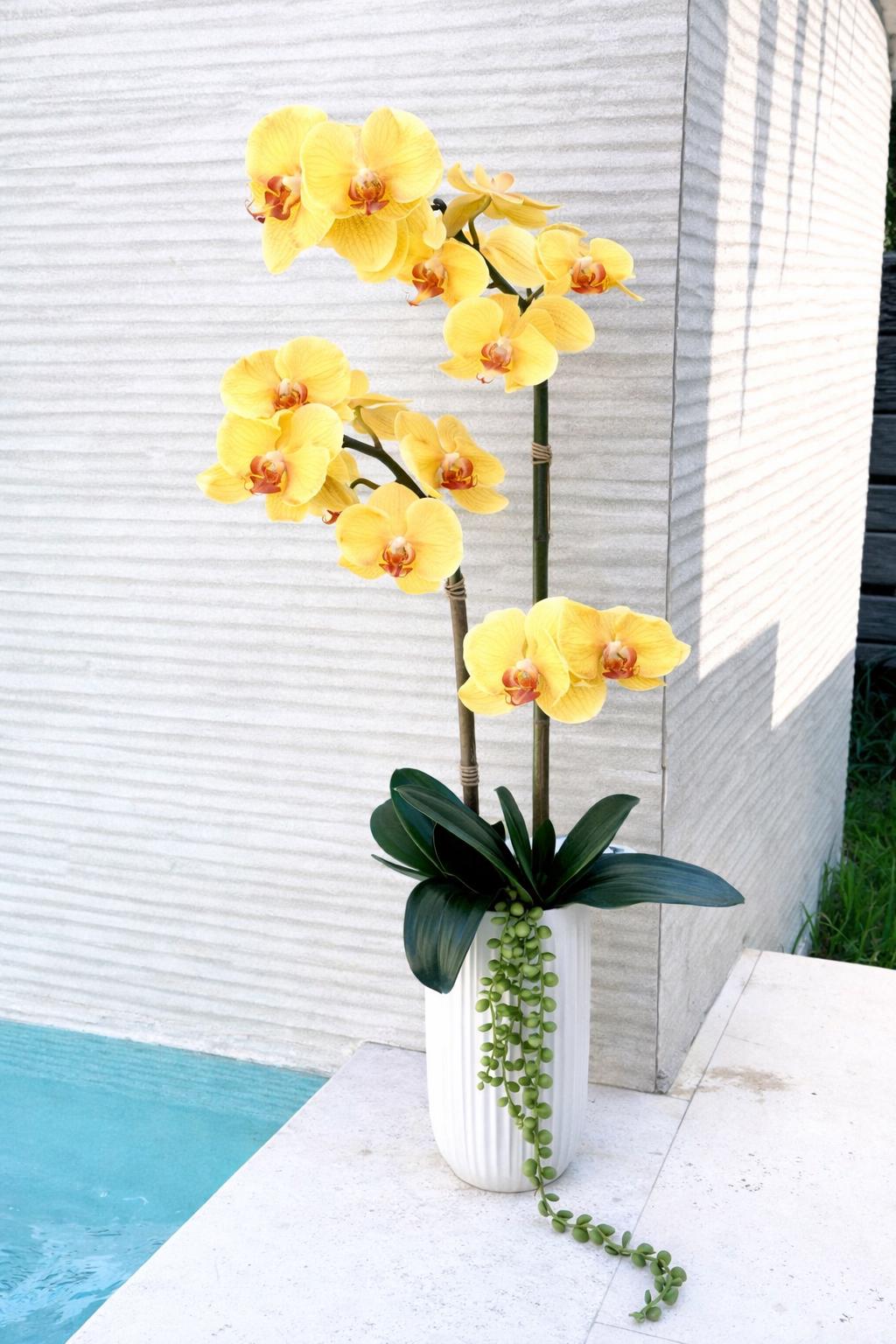 Real Touch White Orchid Arrangement: Tall Faux Centerpiece