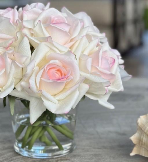 Real Touch Ivory Rose Arrangement: Faux Floral Centerpiece