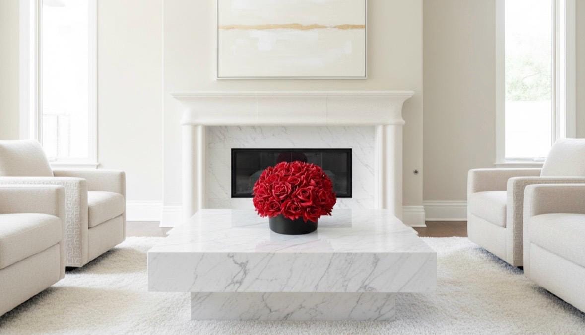 Real Touch Red Rose and Black Centerpiece: Round Artificial Floral Arrangement