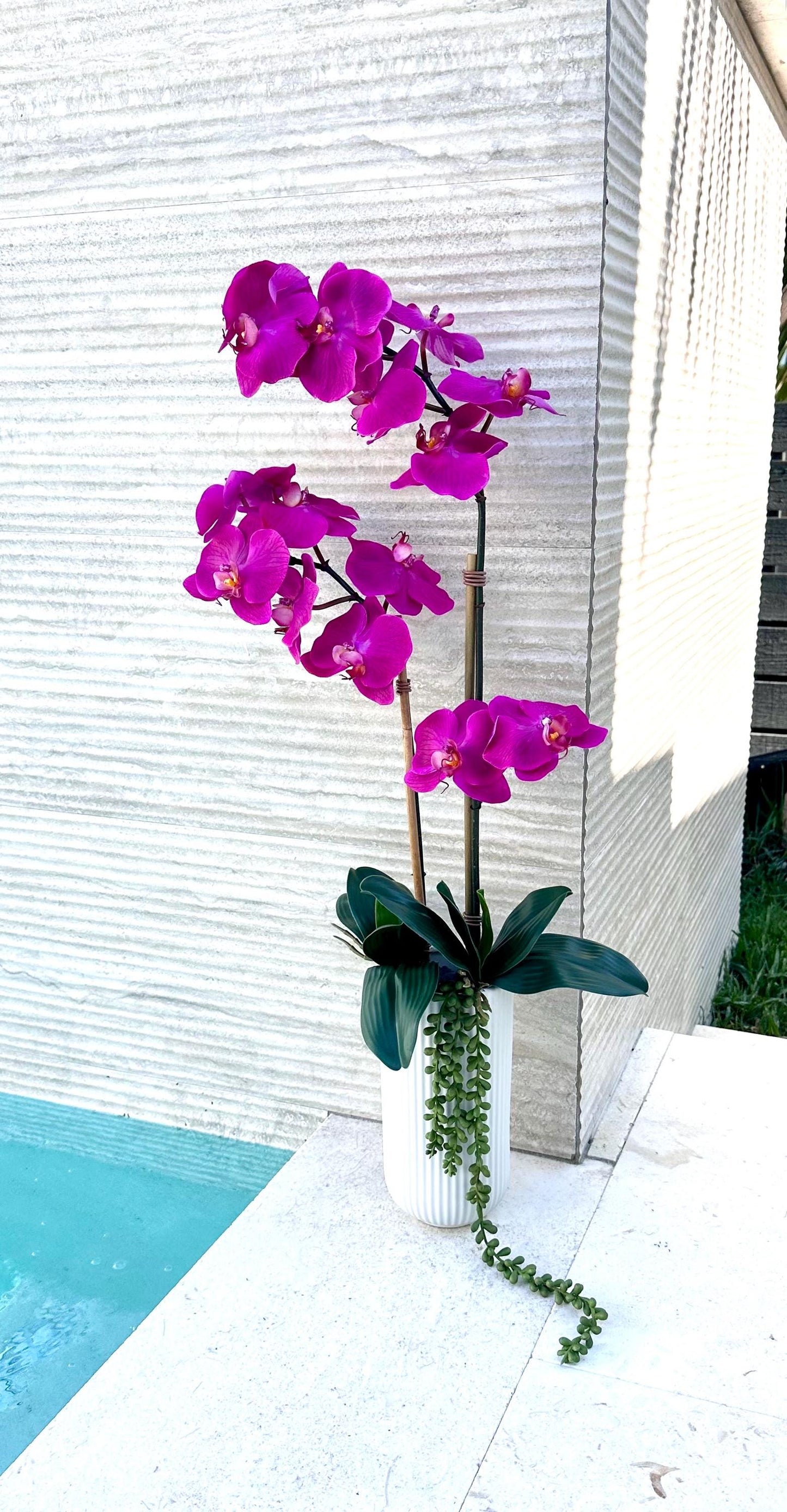 Real Touch White Orchid Arrangement: Tall Faux Centerpiece