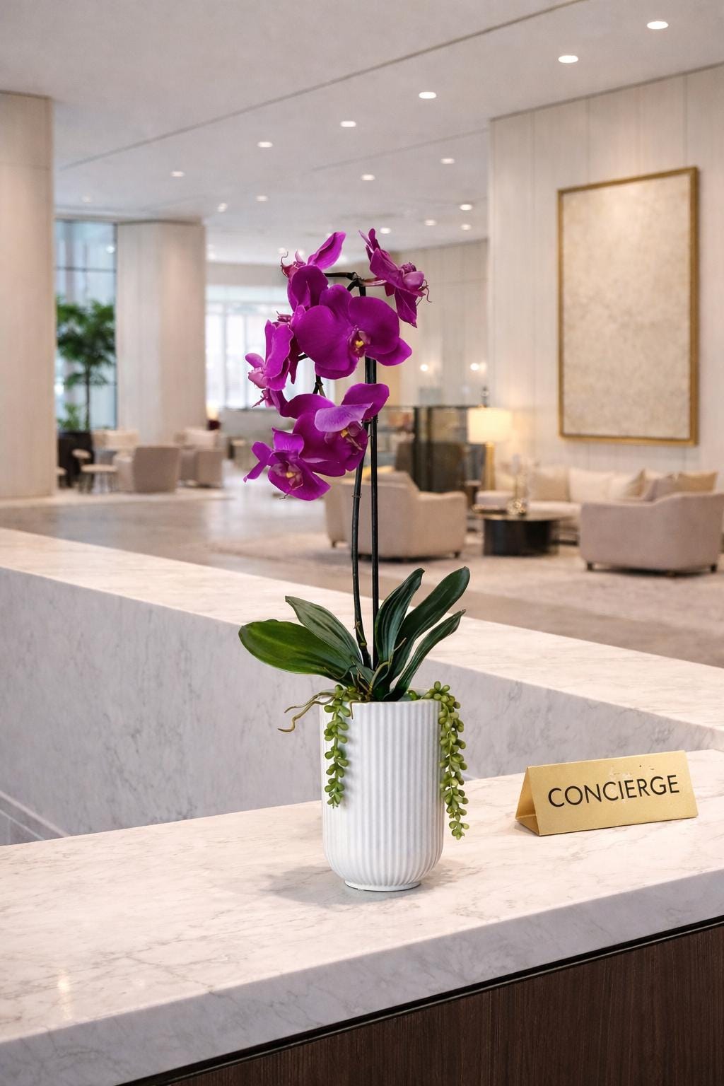 Real Touch Orchid Arrangement: Tall Faux Orchid Centerpiece
