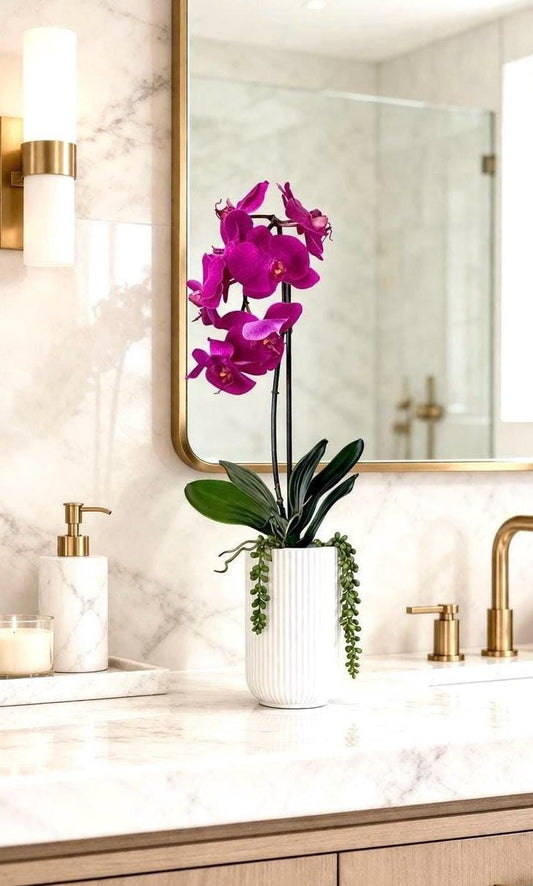 Real Touch Orchid Arrangement: Tall Faux Orchid Centerpiece