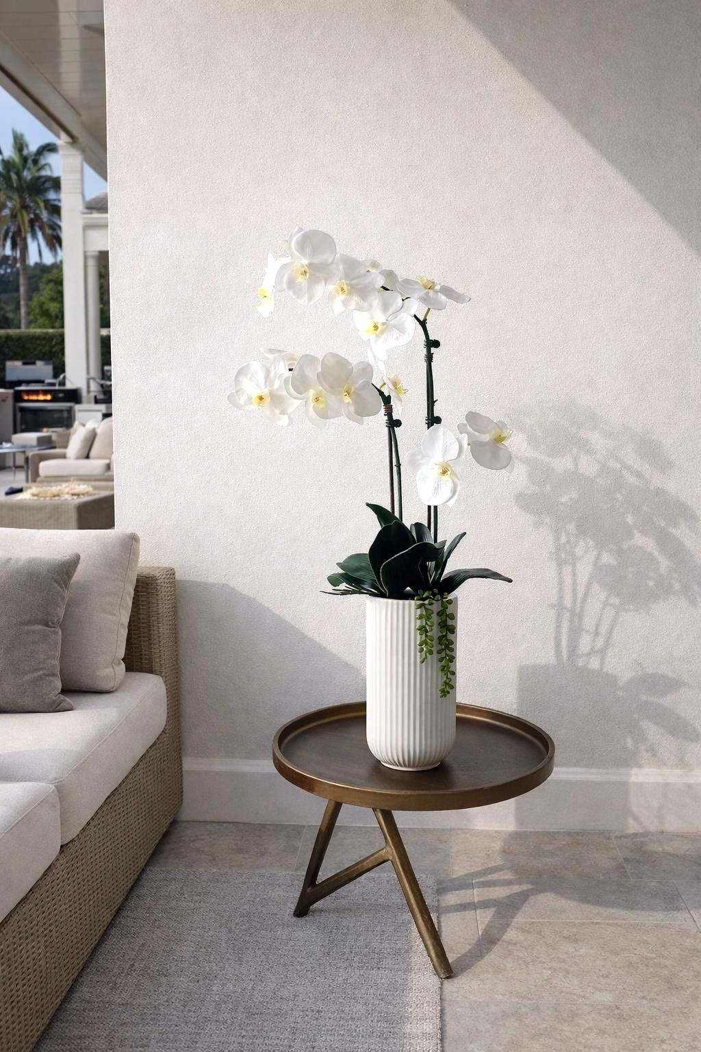 Real Touch White Orchid Arrangement: Tall Faux Centerpiece