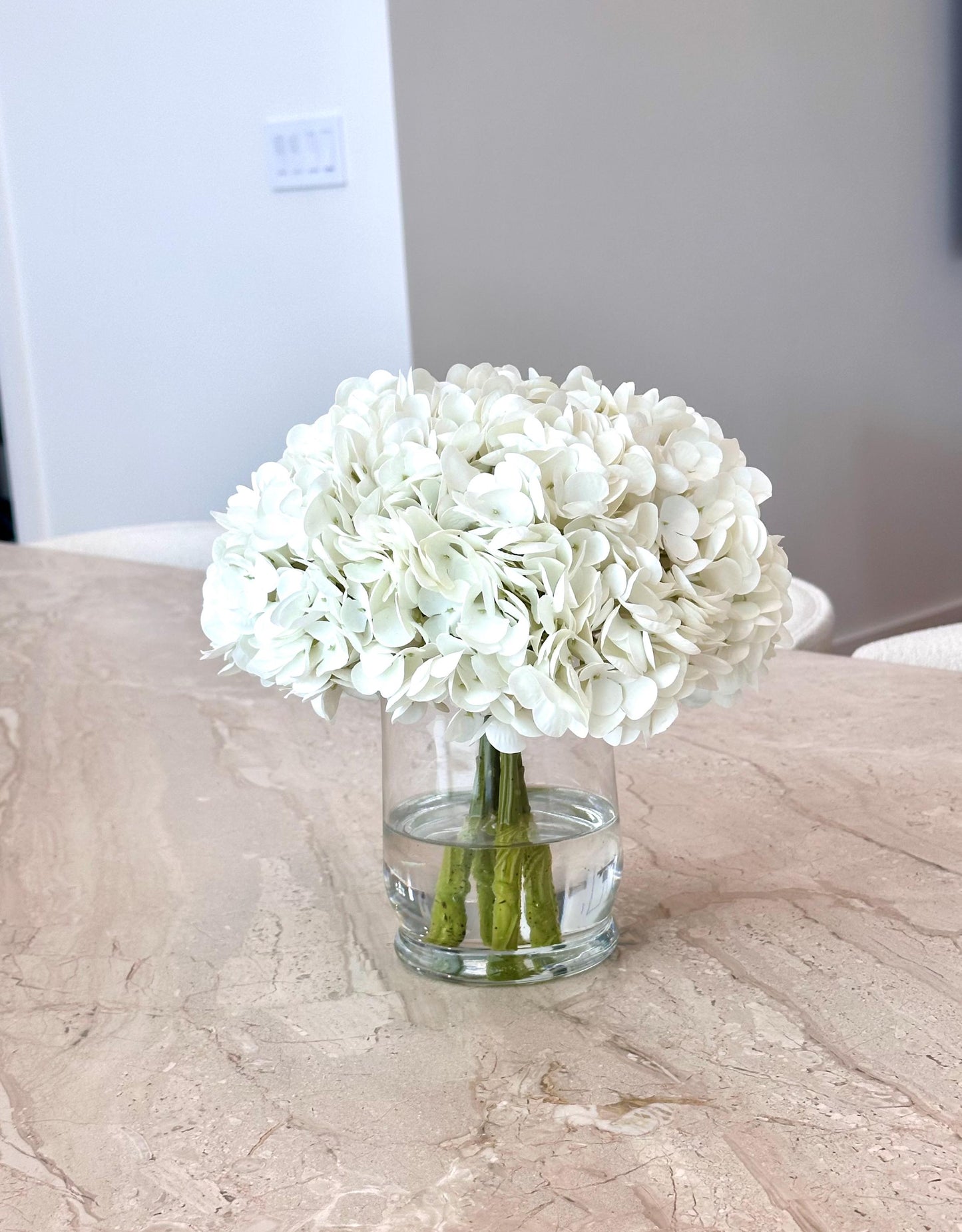 Real Touch White Hydrangea Centerpiece: Faux Floral Arrangement
