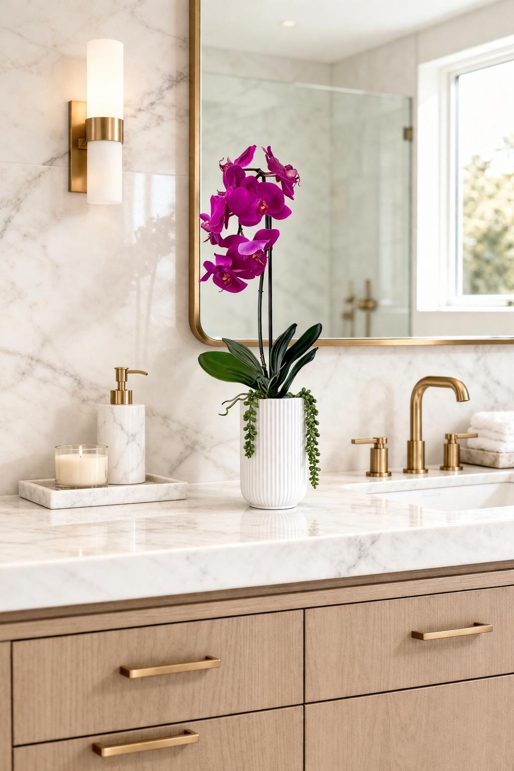 Real Touch Orchid Arrangement: Tall Faux Orchid Centerpiece