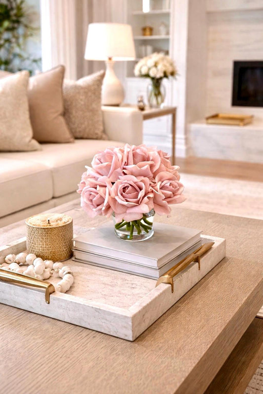Real Touch Dusty Rose Arrangement: Faux Floral Centerpiece