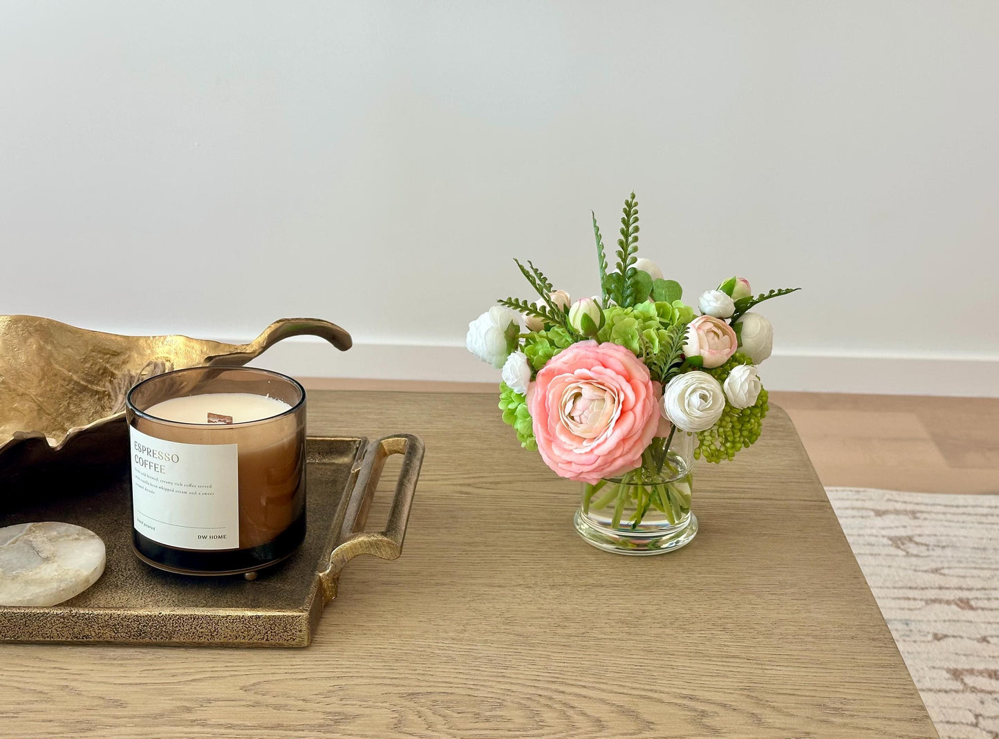 Real Touch Ranunculus Floral Faux Water Arrangement: Faux Flower Centerpiece