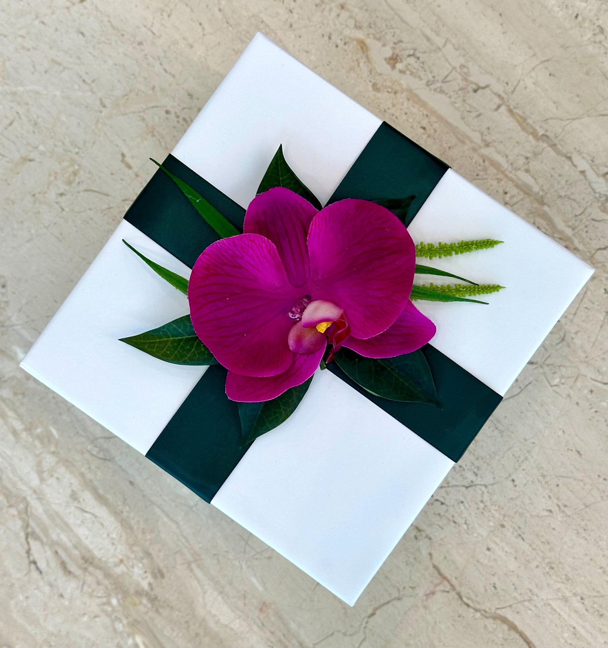 The Juliette Real Touch Fuchsia Orchid Arrangement in Faux Water, Small Orchid Centerpiece, 6” Floral Decor, Modern Home Accent, Gift