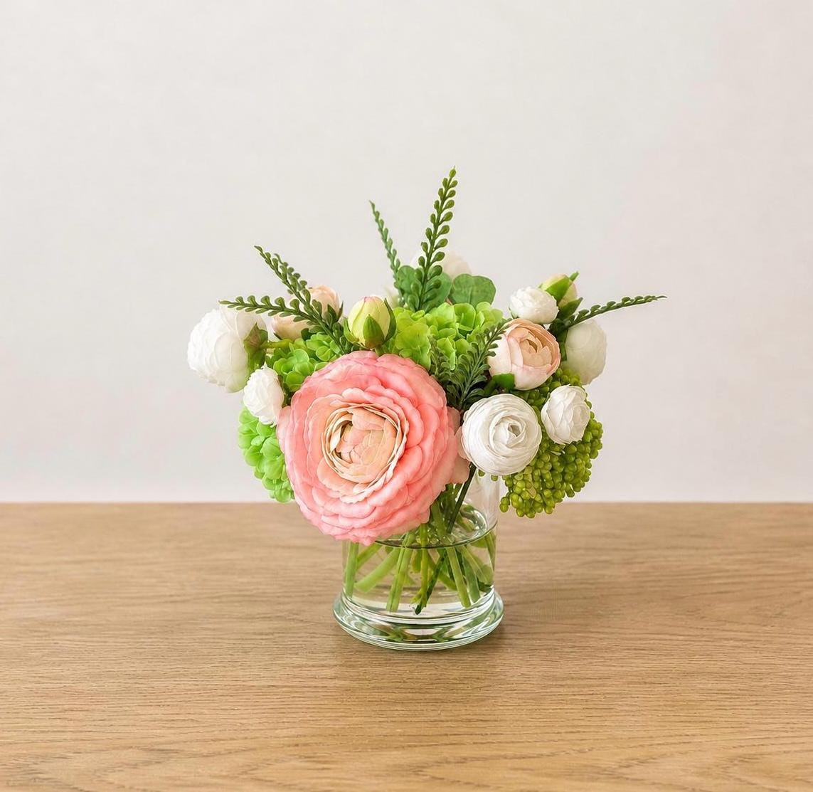 Real Touch Ranunculus Floral Faux Water Arrangement: Faux Flower Centerpiece